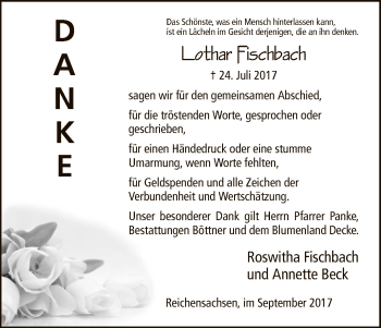 Traueranzeige von Lothar Fischbach von Eschwege