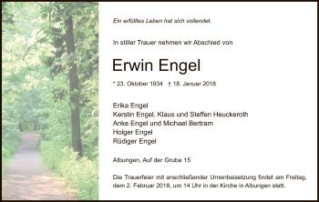 Traueranzeige von Erwin Engel von Eschwege