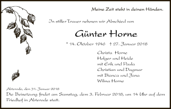 Traueranzeige von Günter Horne von Eschwege