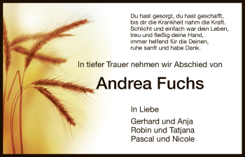 Traueranzeige von Andrea Fuchs von Eschwege