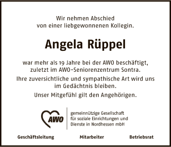 Traueranzeige von Angela Rüppel von Eschwege