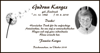 Traueranzeige von Gudrun Karges von Eschwege