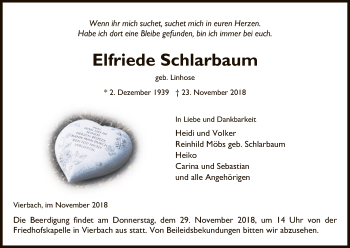 Traueranzeige von Elfriede Schlarbaum von Eschwege