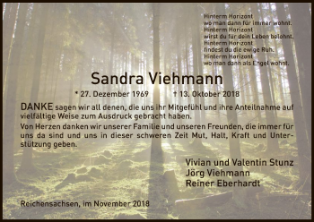 Traueranzeige von Sandra Viehmann von Eschwege