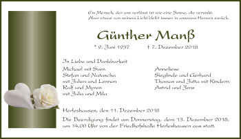 Traueranzeige von Günther Manß von Eschwege