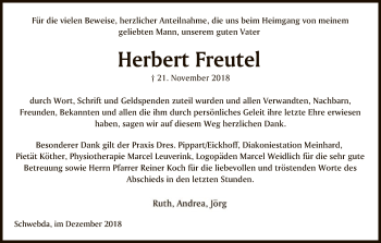 Traueranzeige von Herbert Freutel von Eschwege