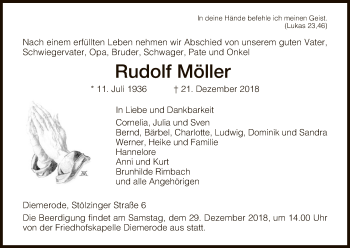 Traueranzeige von Rudolf Möller von Eschwege