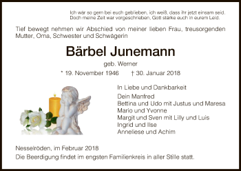 Traueranzeige von Bärbel Junemann von Eschwege