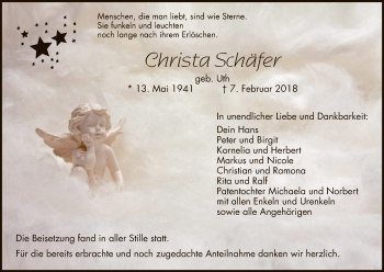 Traueranzeige von Christa Schäfer von Eschwege