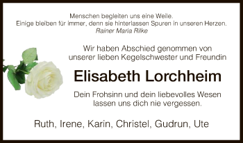 Traueranzeige von Elisabeth Lorchheim von Eschwege