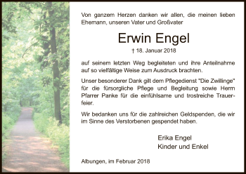 Traueranzeige von Erwin Engel von Eschwege