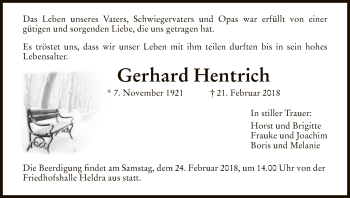 Traueranzeige von Gerhard Hentrich von Eschwege