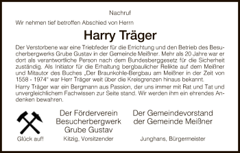 Traueranzeige von Harry Träger von Eschwege
