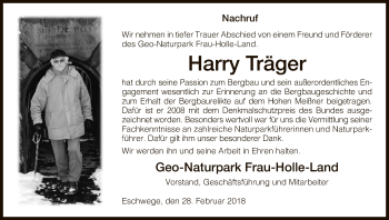Traueranzeige von Harry Träger von Eschwege
