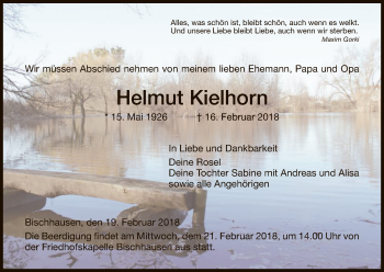 Traueranzeige von Helmut Kielhorn von Eschwege