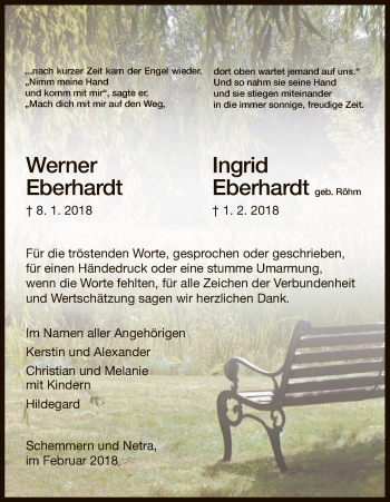 Traueranzeige von Ingrid Eberhardt von Eschwege