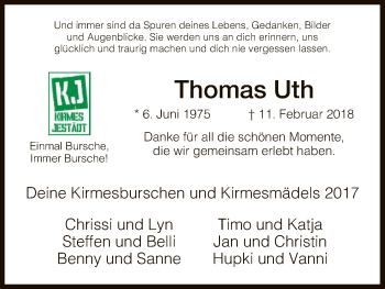 Traueranzeige von Thomas Uth von Eschwege