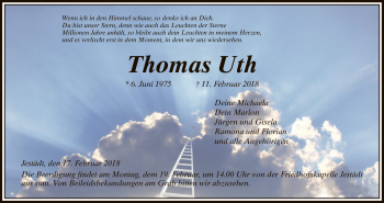 Traueranzeige von Thomas Uth von Eschwege