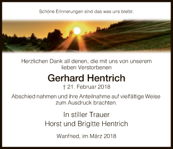 Traueranzeige von Gerhard Hentrich von Eschwege