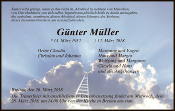 Traueranzeige von Günter Müller von Eschwege