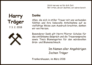 Traueranzeige von Harry Träger von Eschwege