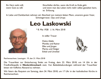 Traueranzeige von Leo Laskowski von Eschwege