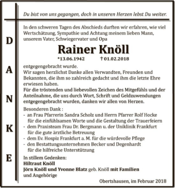 Traueranzeige von Rainer Knöll von Eschwege