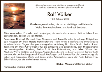 Traueranzeige von Ralf Völker von Eschwege