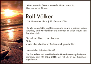 Traueranzeige von Ralf Völker von Eschwege