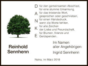 Traueranzeige von Reinhold Sennhenn von Eschwege