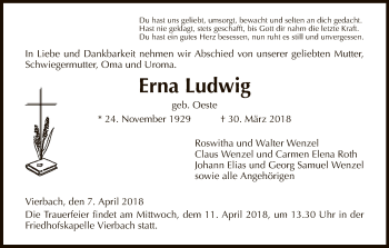 Traueranzeige von Erna Ludwig von Eschwege