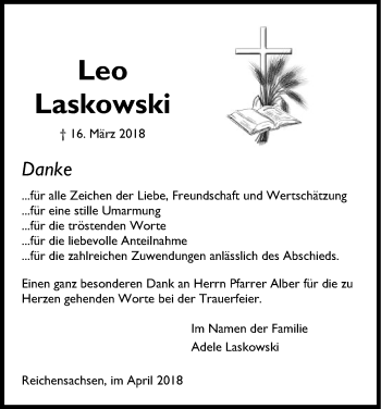 Traueranzeige von Leo Laskowski von Eschwege