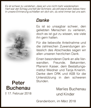 Traueranzeige von Peter Buchenau von Eschwege