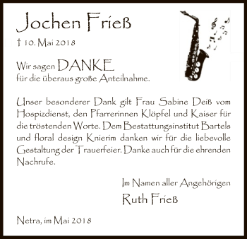 Traueranzeige von Jochen Frieß von Eschwege