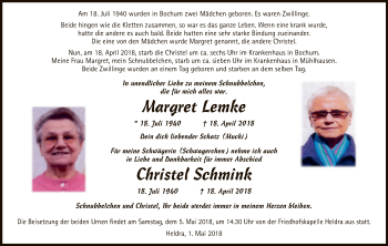 Traueranzeige von Margret und Christel  von Eschwege