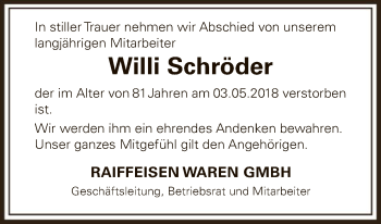 Traueranzeige von Willi Schröder von Eschwege