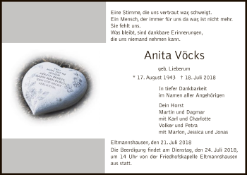 Traueranzeige von Anita Vöcks von Eschwege