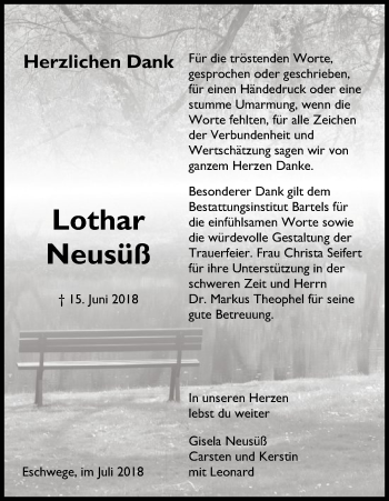 Traueranzeige von Lothar Neusüß von Eschwege