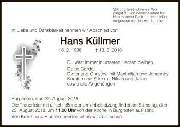 Traueranzeige von Hans Küllmer von Eschwege