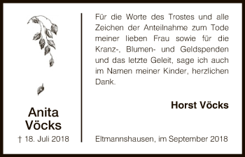 Traueranzeige von Anita Vöcks von Eschwege