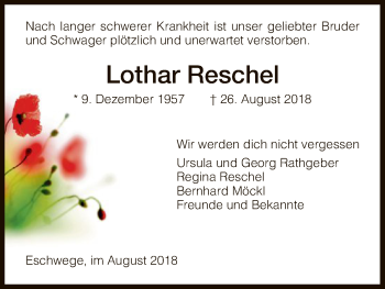 Traueranzeige von Lothar Reschel von Eschwege