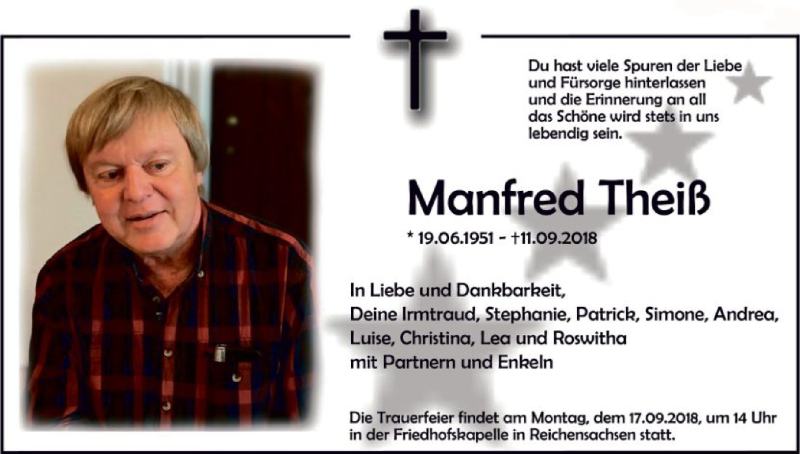  Traueranzeige für Manfred Theiß vom 13.09.2018 aus Eschwege