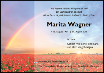 Traueranzeige von Marita Wagner von Eschwege