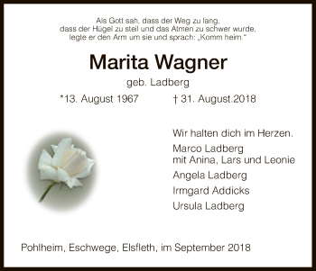 Traueranzeige von Marita Wagner von Eschwege