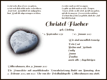 Traueranzeige von Christel Fischer von Eschwege