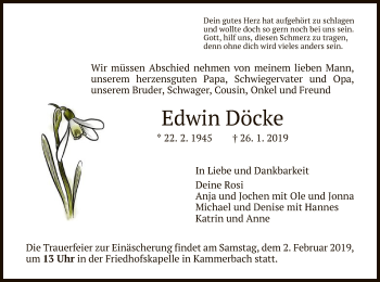 Traueranzeige von Edwin Döcke von Eschwege