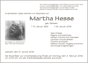 Traueranzeige von Martha Hesse von Eschwege