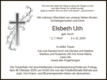 Traueranzeige von Elsbeth Uth von Eschwege