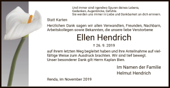 Traueranzeige von Ellen Hendrich von Eschwege