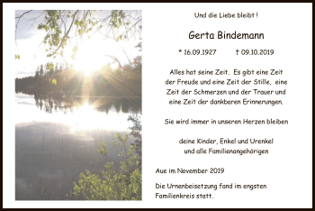 Traueranzeige von Gerta Bindemann von Eschwege